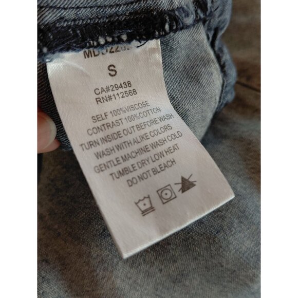 Miss Me Women's Small Denim Style Long Sleeve Zip-Up Dress viscose & Cotton - Picture 4 of 10